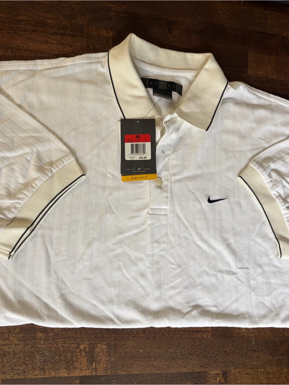 Nike Men’s White Dri-FIT Polo Shirt with Black Trim NWT